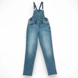 Universal Thread Raw Hem High-rise Taper Cropped Denim Overalls Size 00/24R